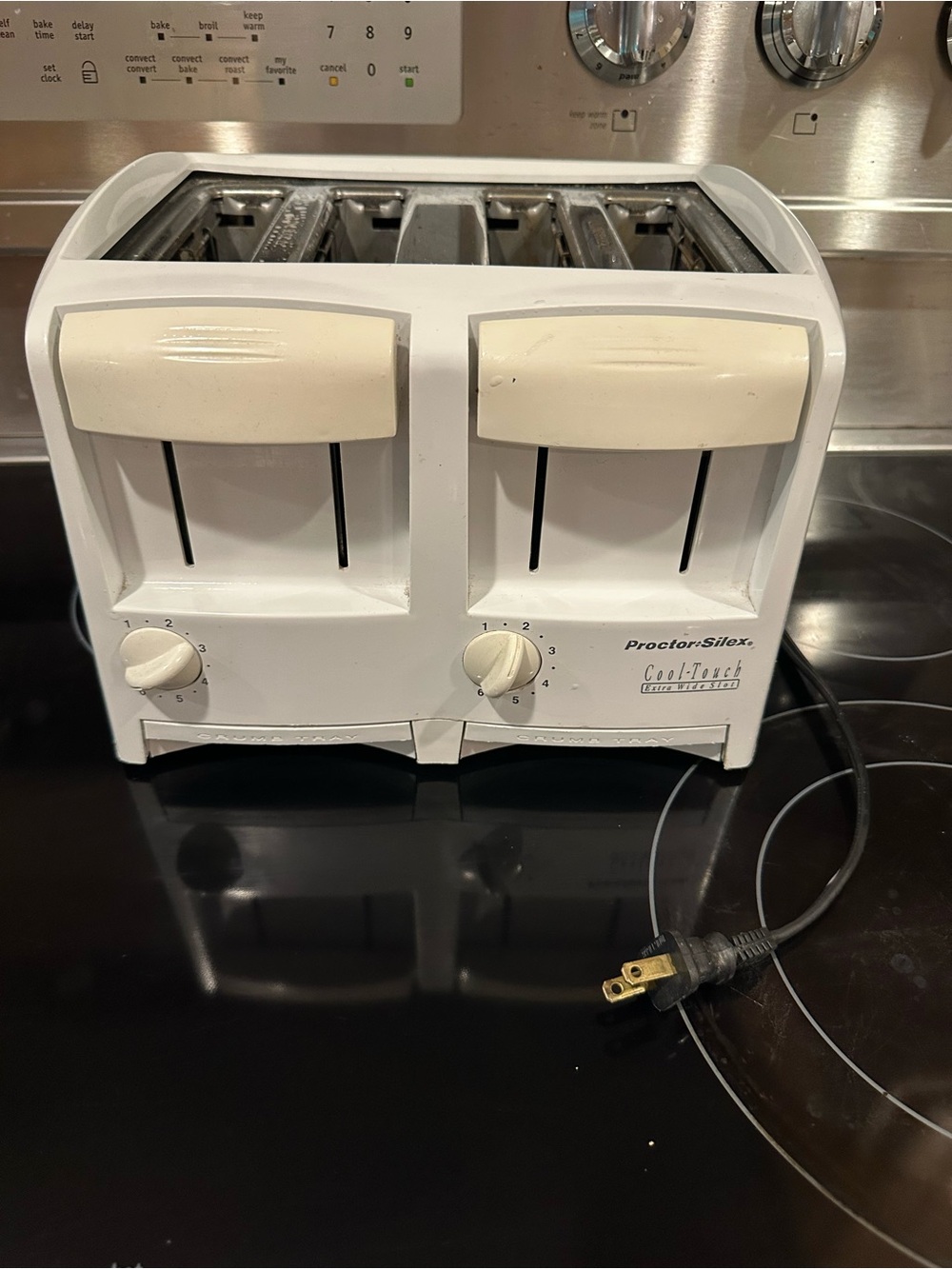Proctor Silex 4 Slice Toaster Extra Wide Slots Bagels Cool Touch White Tested